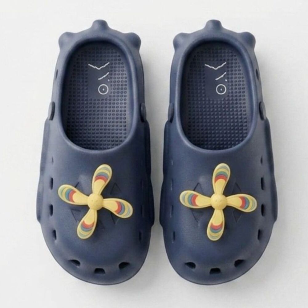 Kids Propeller Clogs Navy Blue Water Shoes Slip On Sandal Size M Fun Charm